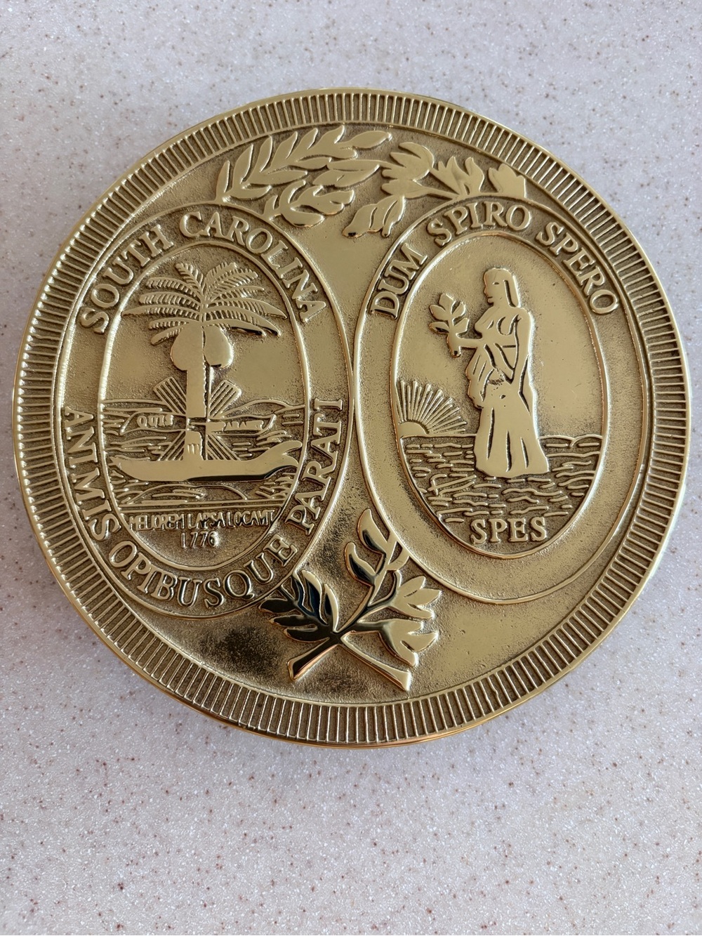 Virginia Metalcrafters Brass Decorative S.C. State Seal Trivet